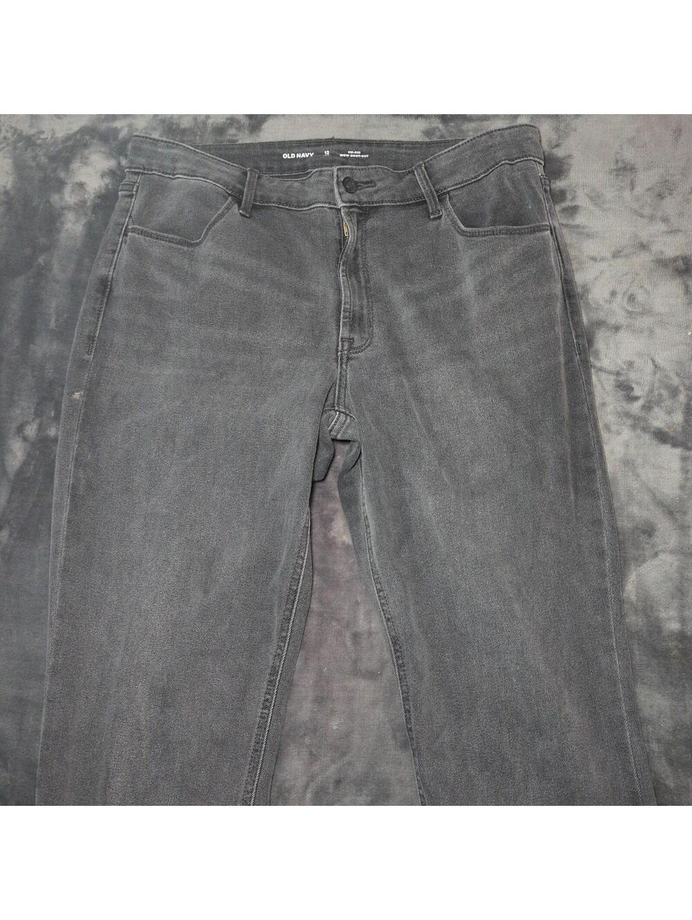 Old Navy Wow Boot Cut Jeans Womens 12 Long Black Mid Rise Western Cowgirl Casual